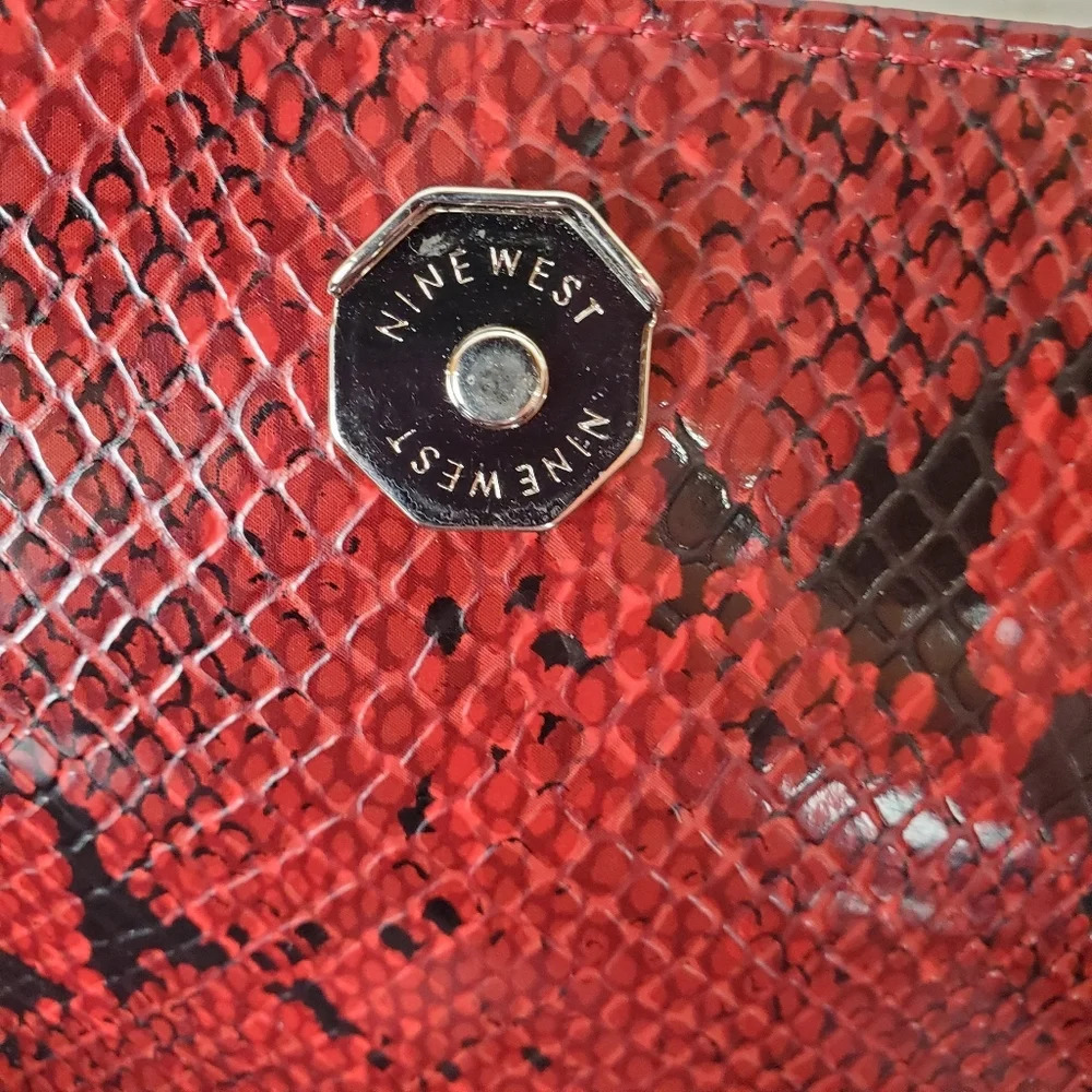 Nine West Red Python Pattern Shoulder Bag - Picture 11 of 13